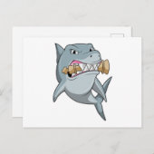 Carte Postale Requin aux échecs avec le roi de pièce d'échecs (Devant / Derrière)