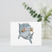 Carte Postale Requin aux échecs avec pièce d'échecs Roi (Debout devant)