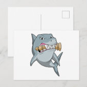 Carte Postale Requin aux échecs avec pièce d'échecs Roi (Devant / Derrière)