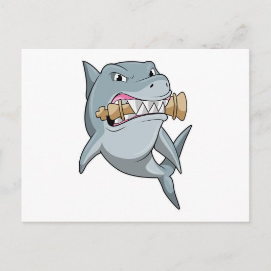 Carte Postale Requin aux échecs avec pièce d'échecs Roi (Devant)