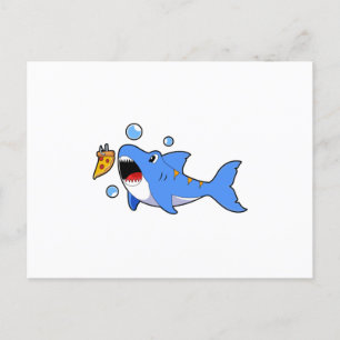 Carte Postale Requin avec pizza comme appât