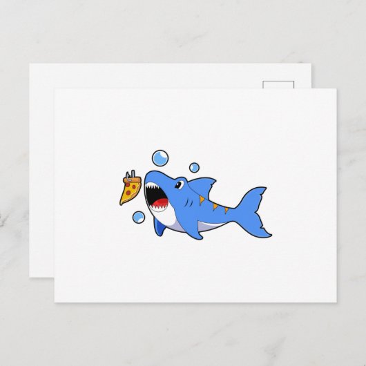 Carte Postale Requin avec Pizza comme Appât (Devant / Derrière)