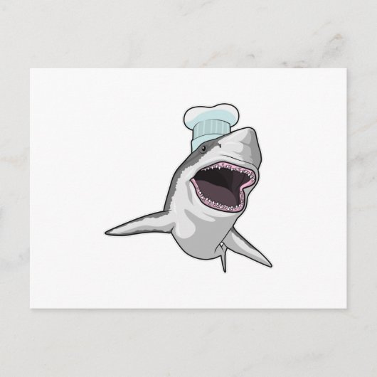 Carte Postale Requin comme cuisinier avec toque de chef (Devant)