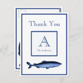 Carte Postale Requin côtier personnalisé bleu marine blanc (Devant / Derrière)