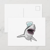 Carte Postale Requin cuisinier avec chapeau de chef (Devant / Derrière)