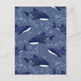 Carte Postale Requin de baleine étoilée (noir)