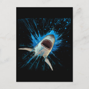 CARTE POSTALE REQUIN EAU ÉCLABOUSSURE OCÉAN