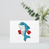 Carte Postale Requin en boxeur avec gants de boxe (Debout devant)