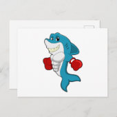 Carte Postale Requin en boxeur avec gants de boxe (Devant / Derrière)