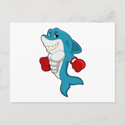 Carte Postale Requin en boxeur avec gants de boxe (Devant)