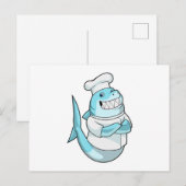 Carte Postale Requin en chef avec tablier de cuisine (Devant / Derrière)