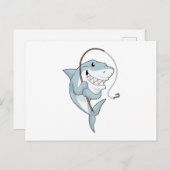 Carte Postale Requin en pêcheur avec canne à pêche (Devant / Derrière)