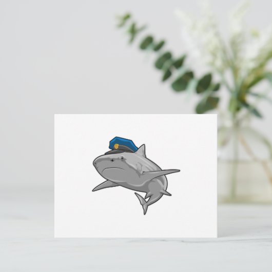 Carte Postale Requin en tant que policier Police (Debout devant)