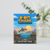 Carte Postale Requin, Rétro Pixel Art 8-Bit (Debout devant)