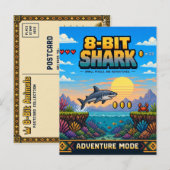 Carte Postale Requin, Rétro Pixel Art 8-Bit (Devant / Derrière)
