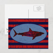 Carte Postale requin rouge & rayures (Devant / Derrière)