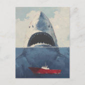 Carte Postale Requin surréaliste et bateau (Devant)