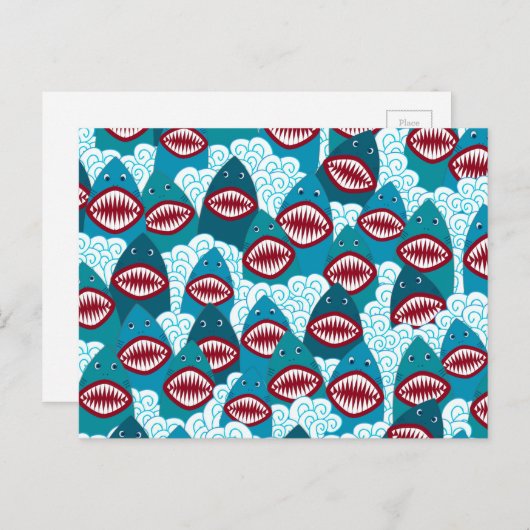 Carte Postale Requins affamés (Devant / Derrière)