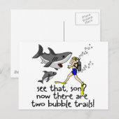 Carte Postale Requins curieux (Devant / Derrière)