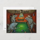 Carte Postale Requins de piscine avec lettres (Devant / Derrière)