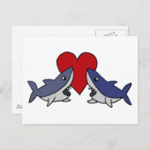 Carte Postale Requins stupides dans l'art amoureux (Devant / Derrière)