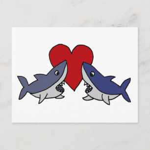 Carte Postale Requins stupides dans l'art amoureux