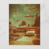 Carte Postale Requins volants rétro dans le quartier (Devant)