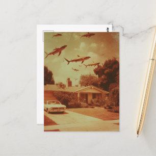 Carte Postale Requins volants vintages dans le voisinage