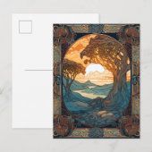 Carte Postale Réseau d'arbre de paysage de noeud celtique (Devant / Derrière)