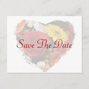 Carte Postale "Réservez la date" Modèle de bouquet cœur aux cont