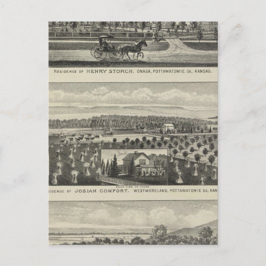 Carte Postale Résidences et fermes, Onaga, Kansas (Devant)