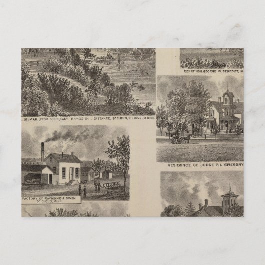 Carte Postale Résidences et usines du Minnesota (Devant)