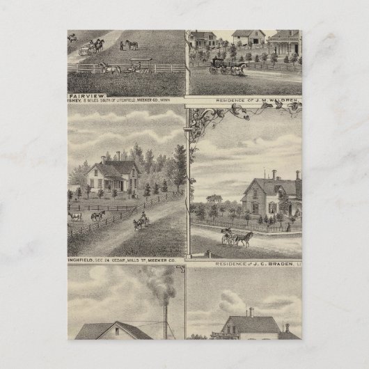 Carte Postale Résidences, Fermes, Usine à Litchfield, Minnesota (Devant)