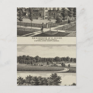 Carte Postale Résidences, Grove, Mills, Usine, Emporia, Kansas