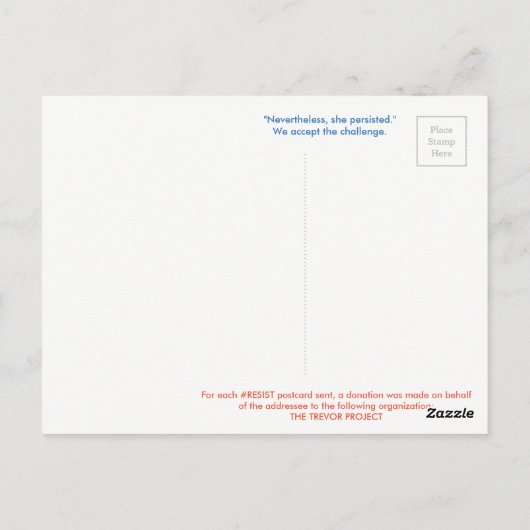 Carte Postale #RESIST Postcard—JUILLET TREVOR (Dos)