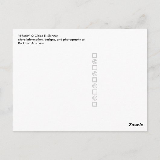Carte Postale #Résistez, texte blanc en gras sur bleu clair, tou (Dos)