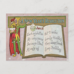 Carte Postale Résolution de Nouvel An vintage bouffon