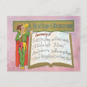 Carte Postale Résolution du Nouvel An drôle vintage