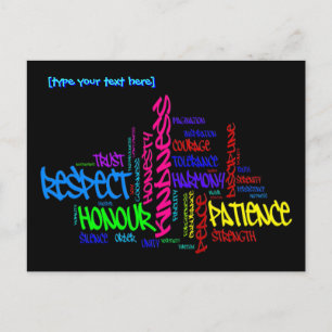 Carte Postale Respect, Bonté, Confiance... Art des mots de vertu