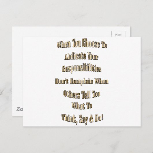 Carte Postale Responsabilité (Devant / Derrière)