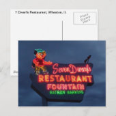 Carte Postale Restaurant 7 Nains À Wheaton Il. Symbole néon rétr (Devant / Derrière)