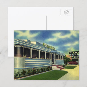 Carte Postale Restaurant Rétro Vintage 50s Pelican Diner Classiq