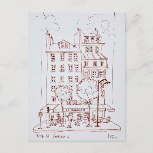 Carte Postale Restaurant sur le boulevard | Saint-Germain, Paris (Devant)