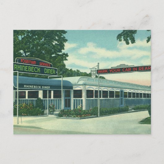 Carte Postale Restaurant vintage, Retro Rhinebeck Roadside Diner (Devant)