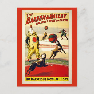 Carte Postale Restauré, Barnum et Bailey, chiens, football