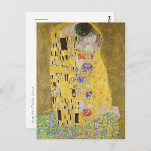 Carte Postale Restauré Gustav Klimt Le Kiss Art Nouveau (Devant / Derrière)