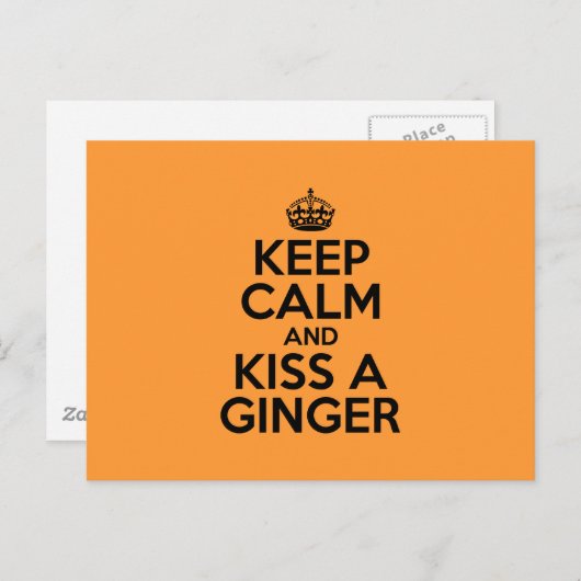 Carte Postale Reste calme et embrasse un Ginger (Devant / Derrière)