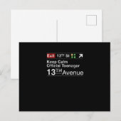 Carte Postale Reste Calme Je Suis Officiellement un Adolescent, (Devant / Derrière)