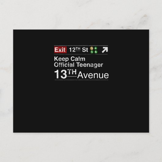 Carte Postale Reste Calme Je Suis Officiellement un Adolescent, (Devant)