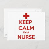 CARTE POSTALE RESTE CALME JE SUIS UNE INFIRMIÈRE (Devant / Derrière)